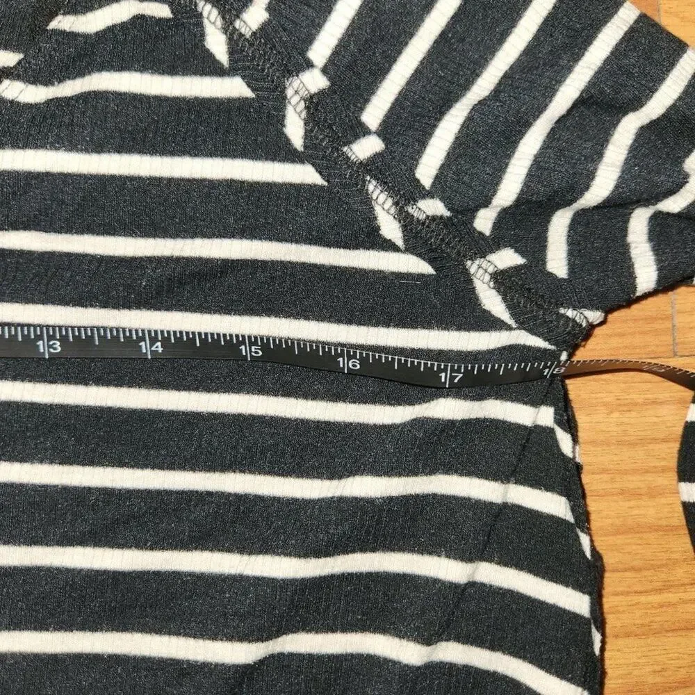 We The Free Tangerine Womens Striped Mesh Inset Peplum Top || XS